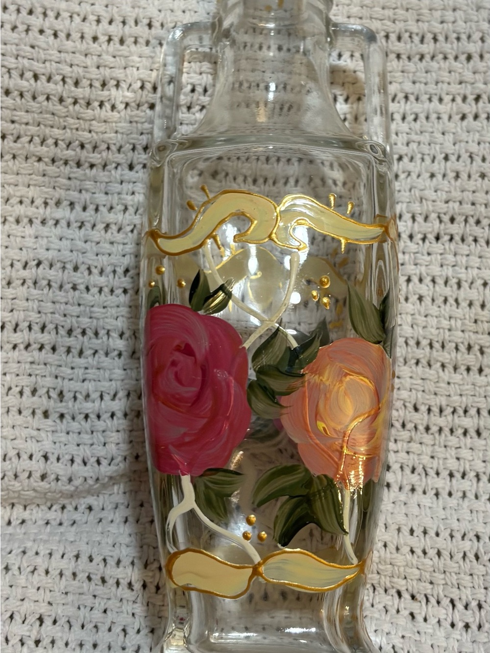 Vintage Hand-Painted Floral Glass Cruet